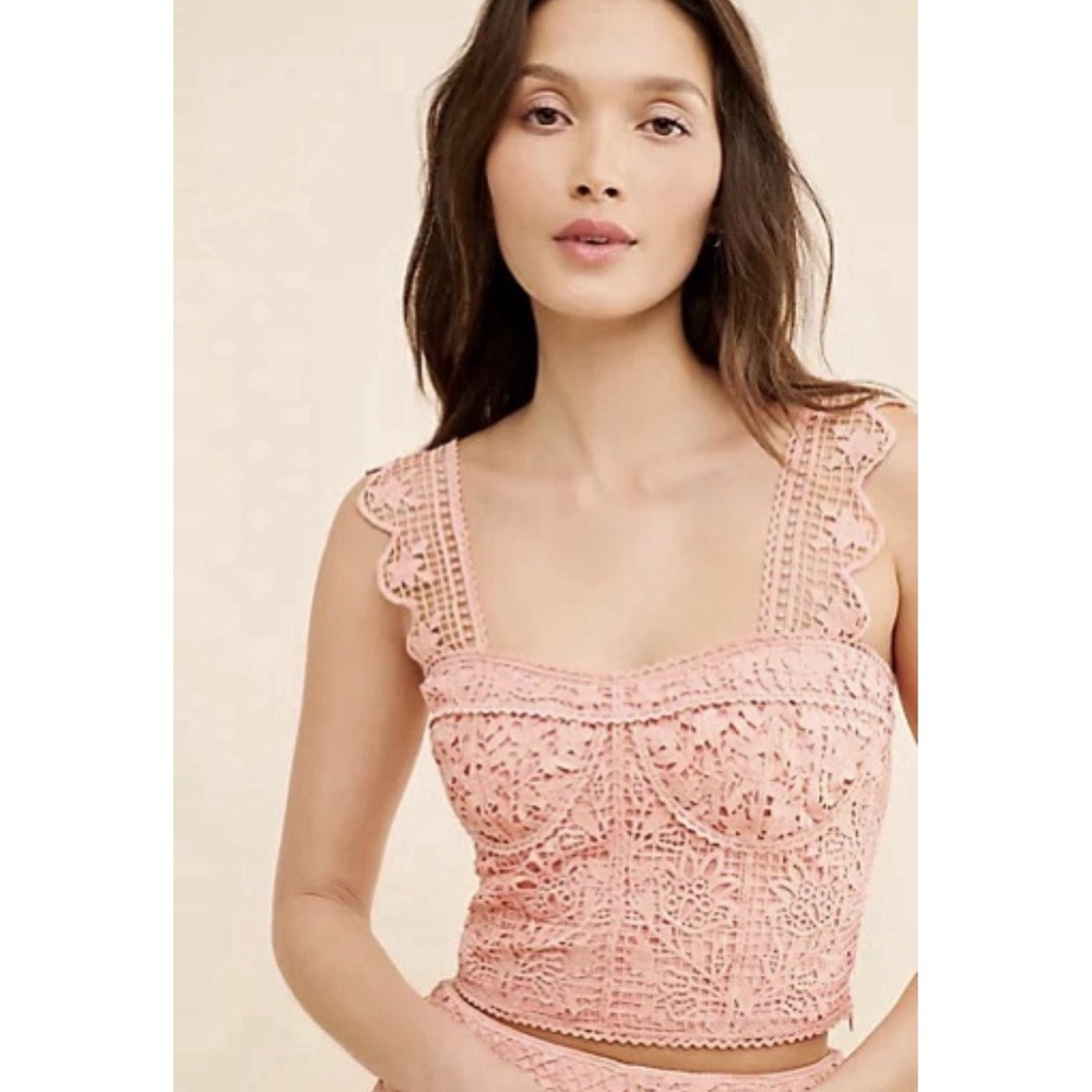 NWT Farm Rio Guipire Sleeveless Corset Crop Top Coquette Soft Girl Sz L